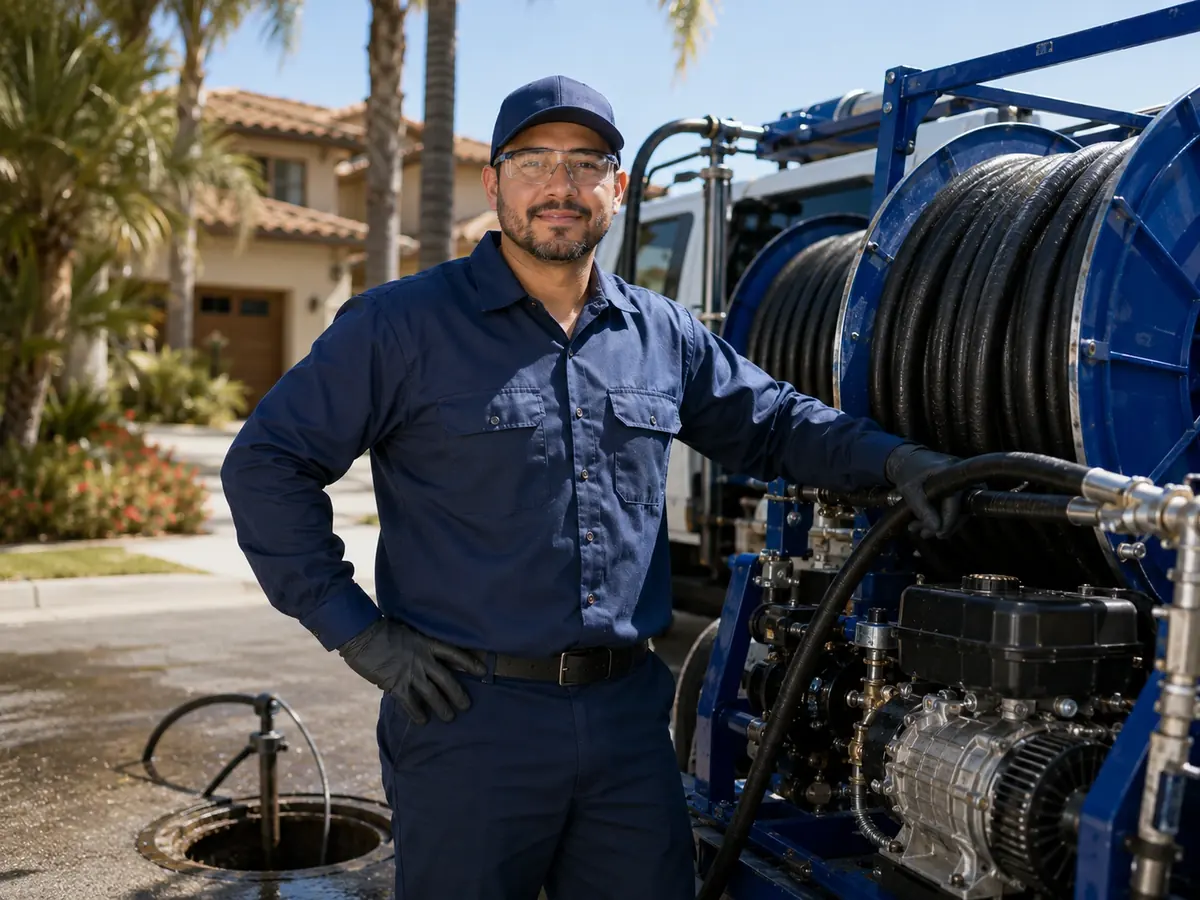 Hydro jet sewer cleaning in Rosamond
